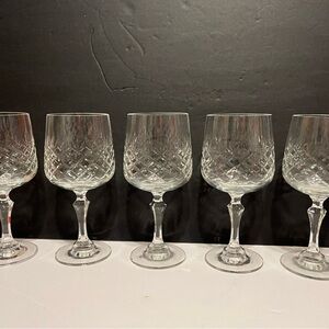 Set Of 5 Kristal Zajecar Stemmed Crystal Wine/Water Goblets- Gorgeous.